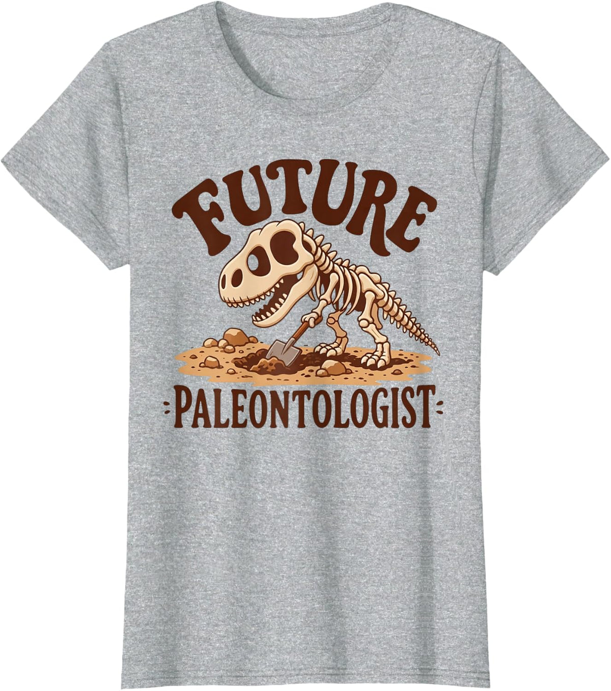 Future Paleontologist Dinosaur Skeleton Digging T-Shirt - Heather Grey