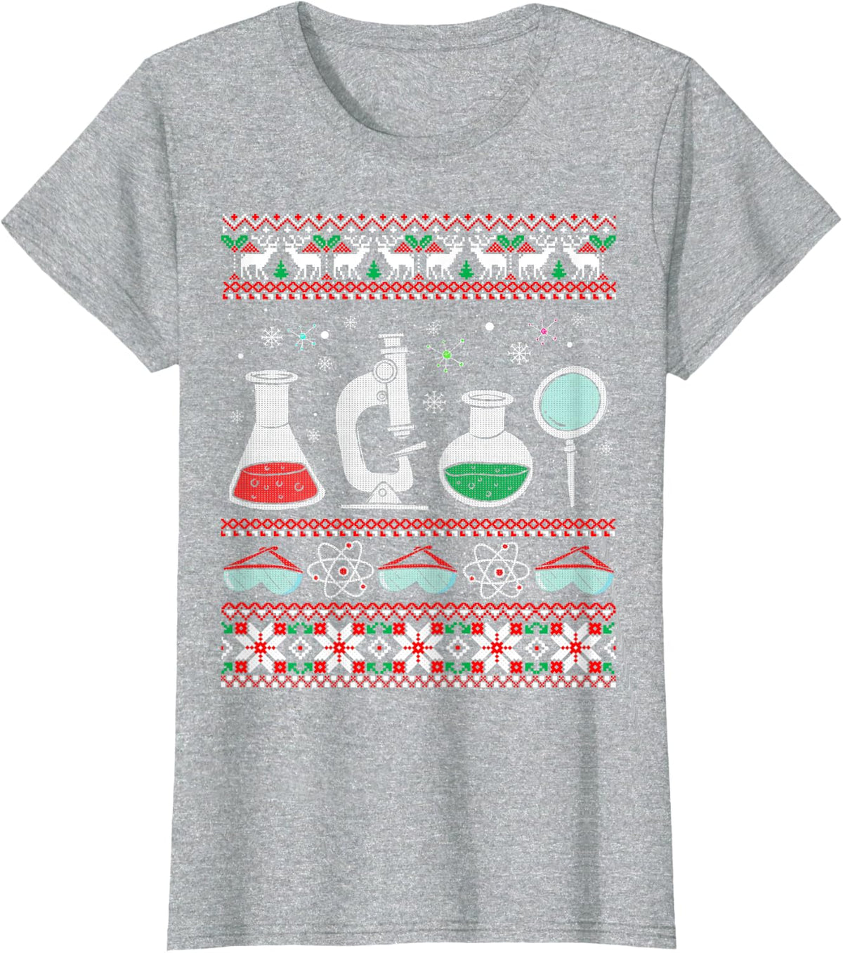 Science Laboratory Ugly Christmas Sweater - Microbiology T-Shirt - Heather Grey