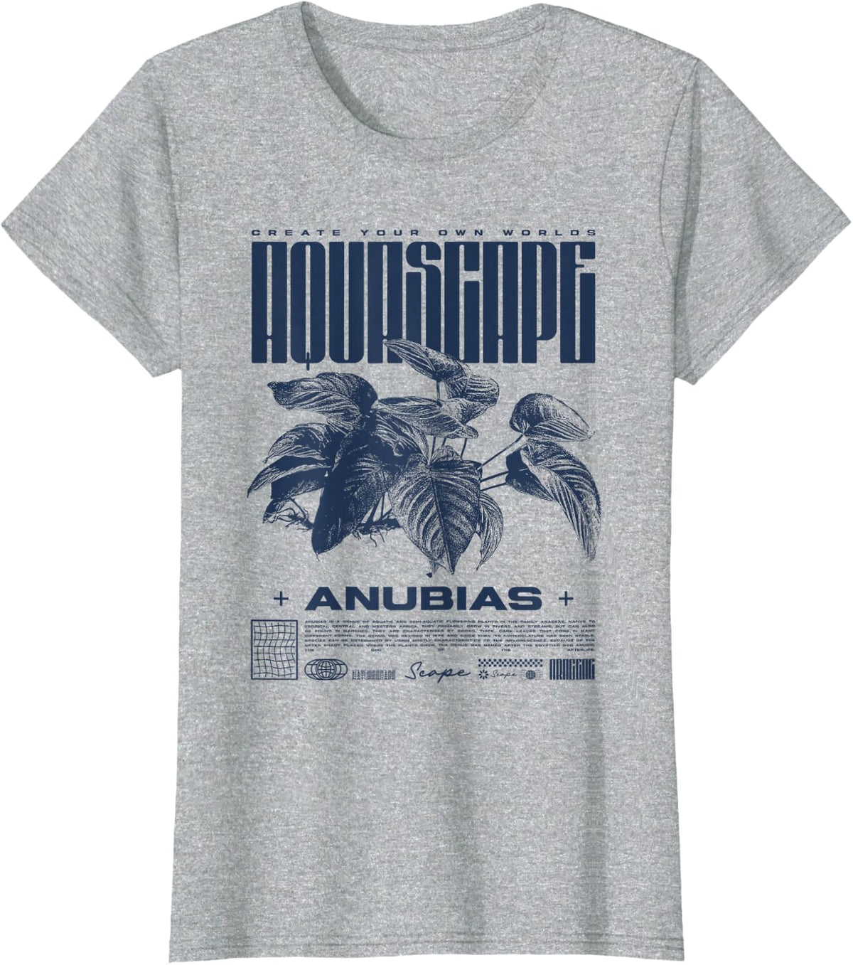 Aquascaping Anubias Aquatic Plant Aquarium Fish Keeper T-Shirt - Heather Grey