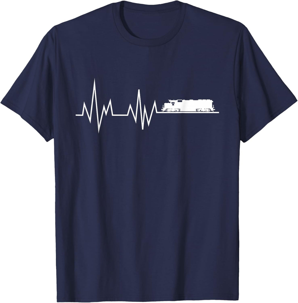 Model Train Heartbeat - Railroad Scale HO N Gift T-Shirt - Navy Blue
