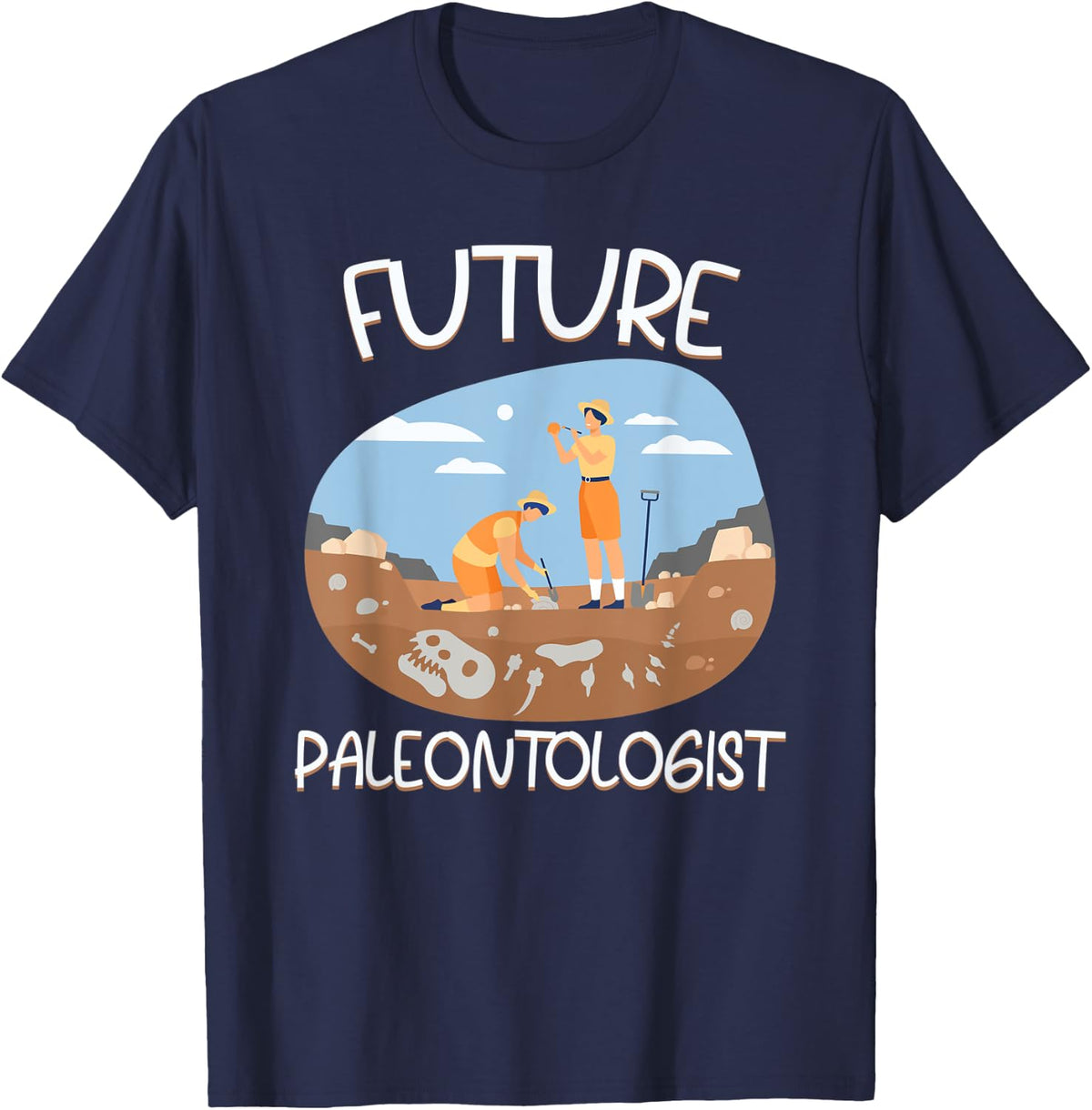 Future Paleontologist Gifts Training Dinos Digging Fossils T-Shirt - Navy Blue
