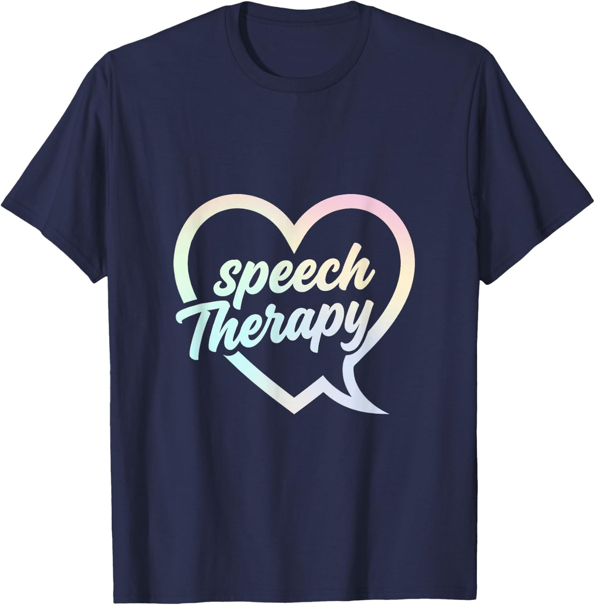 Pastel Speech Therapy Heart for SLP Professionals T-Shirt - Navy Blue