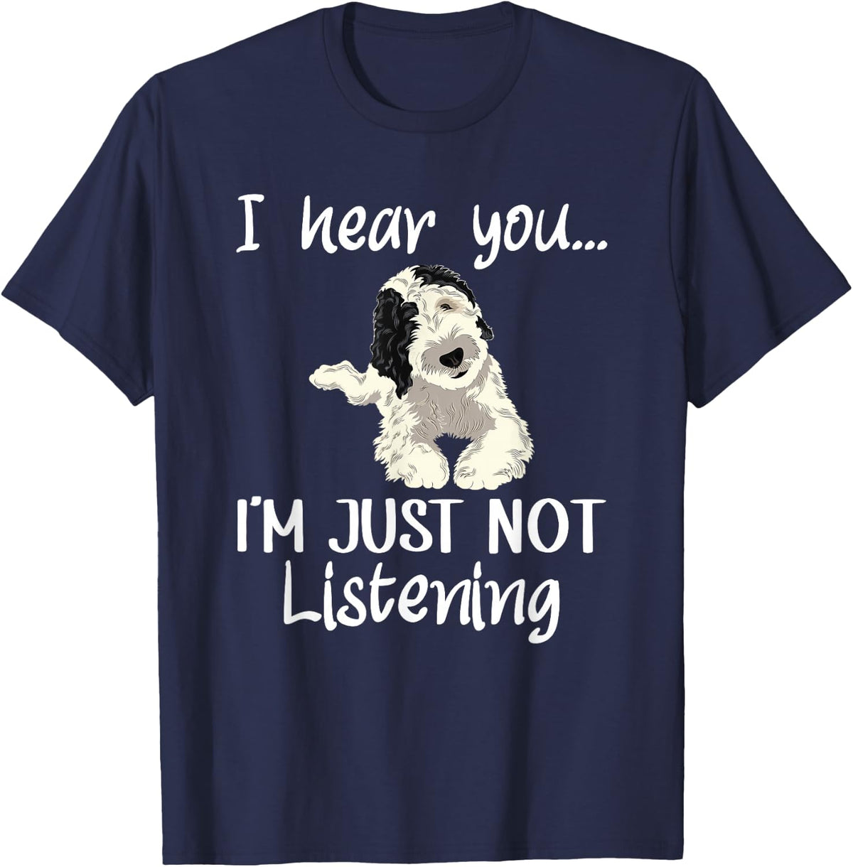 Doodle Dog Sheepadoodle T-Shirt - Navy Blue