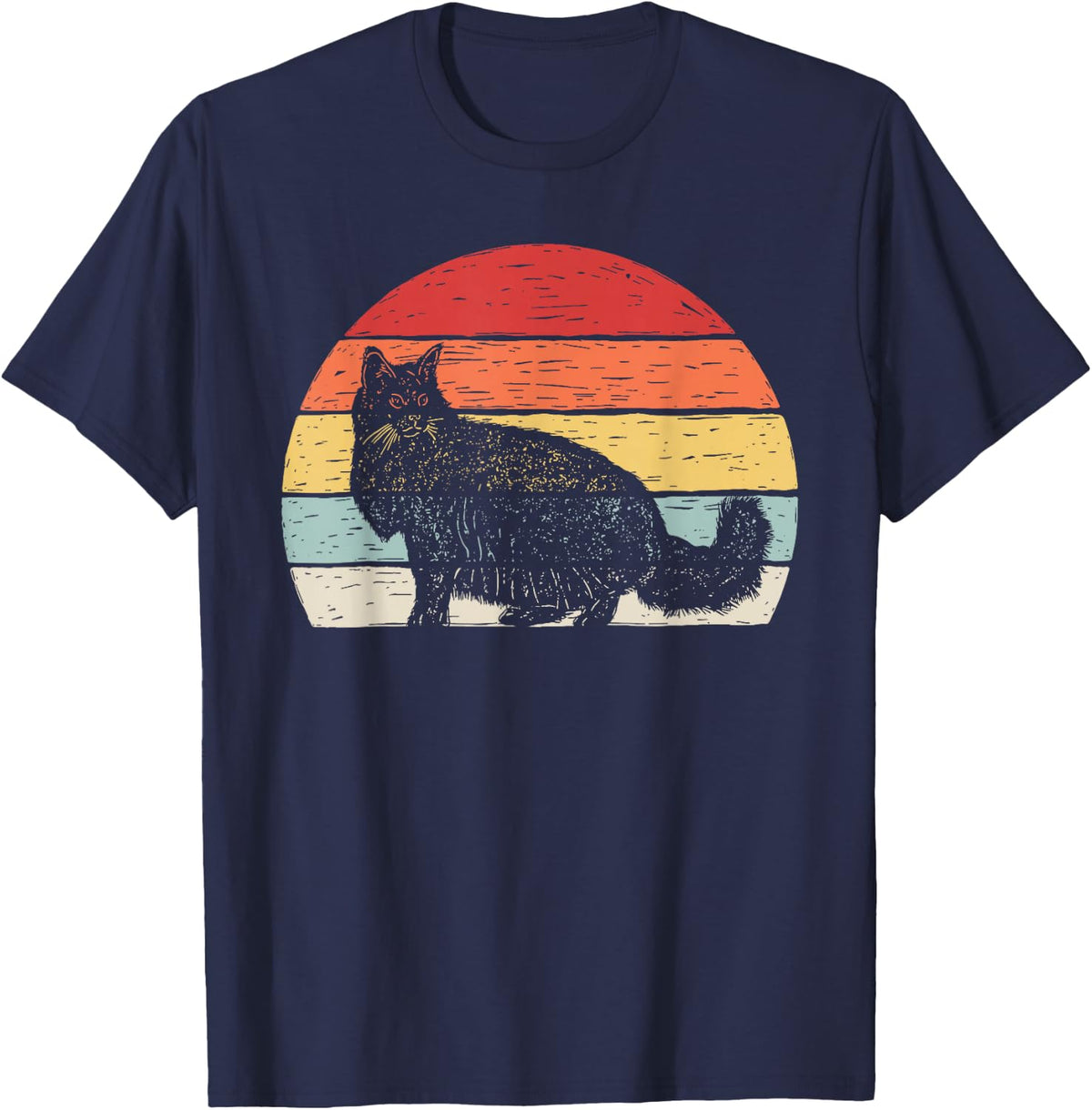 Vintage Retro Norwegian Forest Cat T-Shirt - Navy Blue
