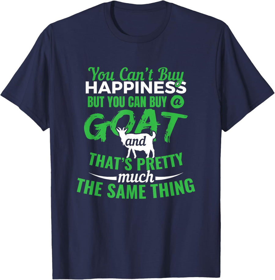 You Can't Buy Happiness But You Can Buy A Goat Tee T-Shirt Gift For Goat Lovers - Navy Blue