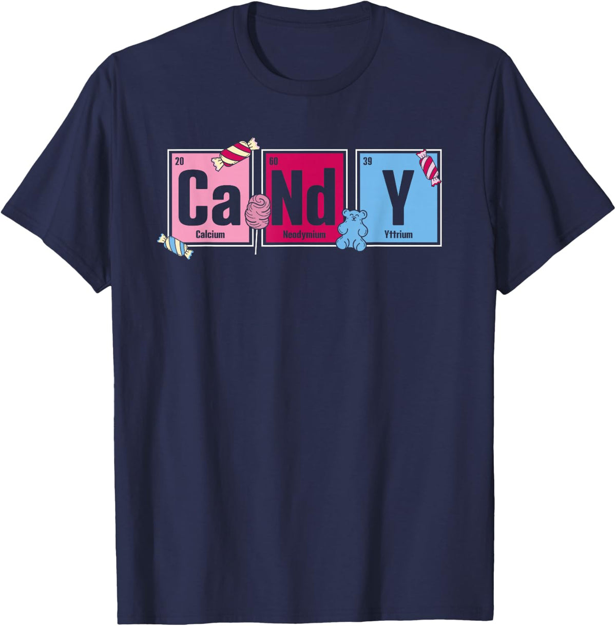 Periodic Table Inspired Fun Elements Read Candy Sweet T-Shirt - Navy Blue