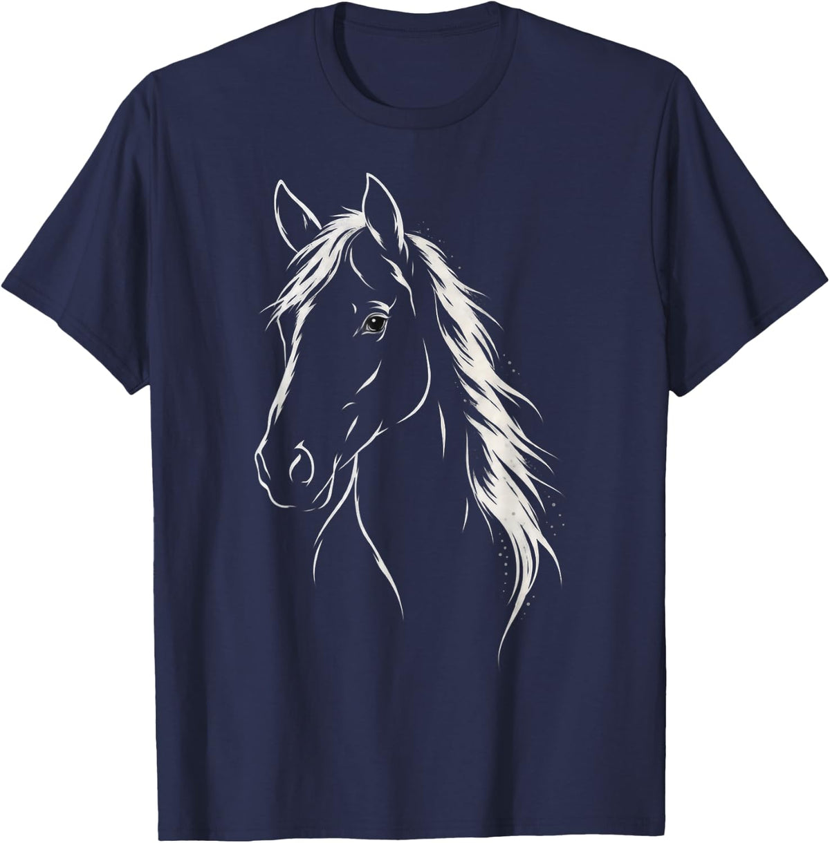 Equestrian Horse Head Line Art T-Shirt - Navy Blue