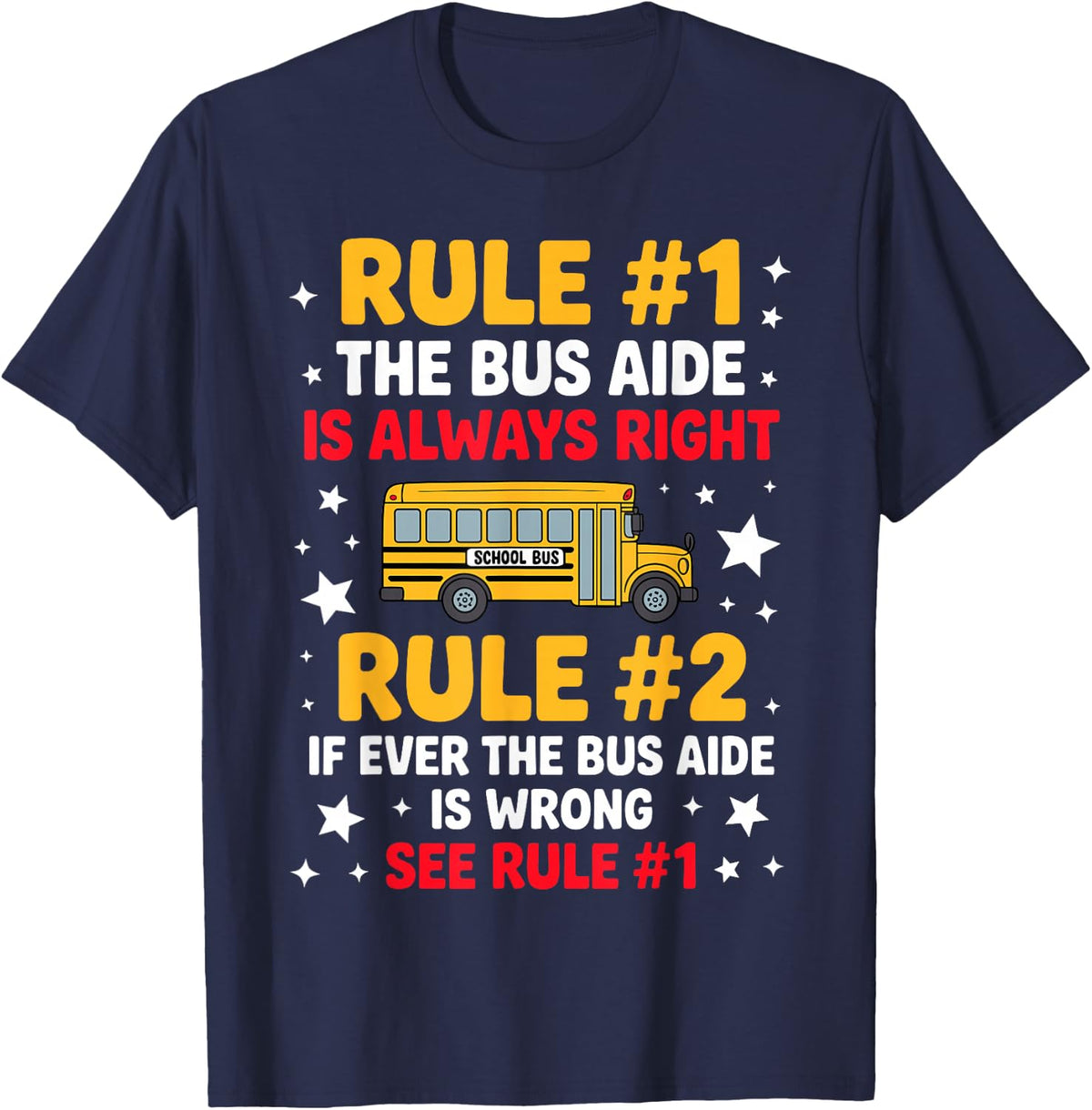 Best Bus Aide Art for Men Women School Bus Aide Assistant T-Shirt - Navy Blue