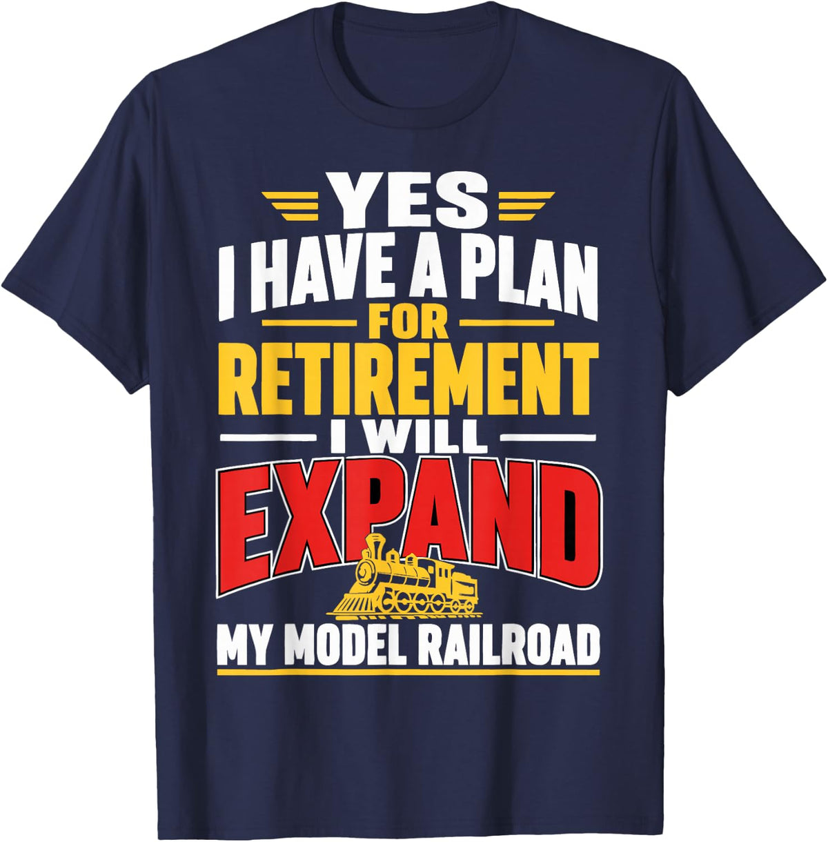 Model Railway Hobby Train Retirement Railroad T-Shirt - Navy Blue