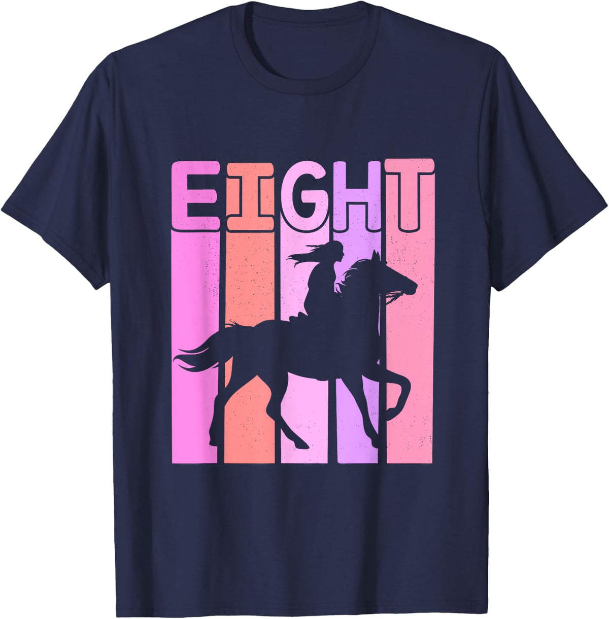 Horse Girl 8th Birthday Horseback Riding 8 Year Old T-Shirt - Navy Blue