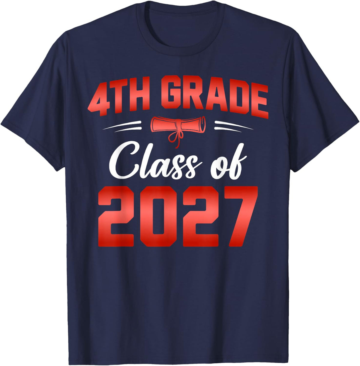 4th Grade Class of 2027 Graduate Student School Graduation T-Shirt - Navy Blue
