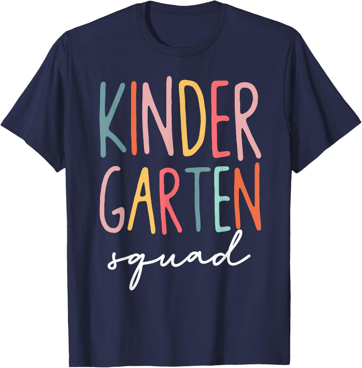 Kindergarten Squad Back To School T-Shirt For Kids Teachers Kinder Crew Tee - Navy Blue