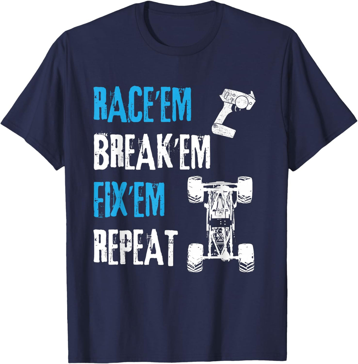 RC Car Remote Control Racing T-Shirt Gift Tee for Race Car Enthusiasts - Navy Blue