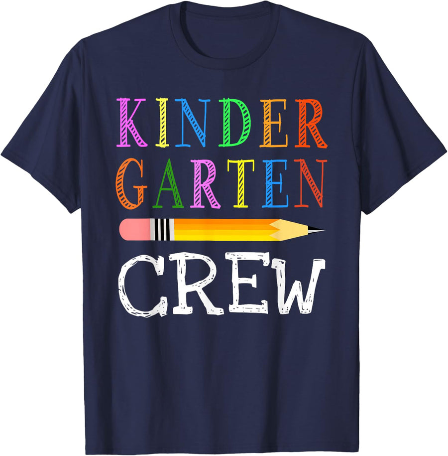 1st Day Of Kindergarten Kinder Crew Back To School Teacher T-Shirt - Navy Blue