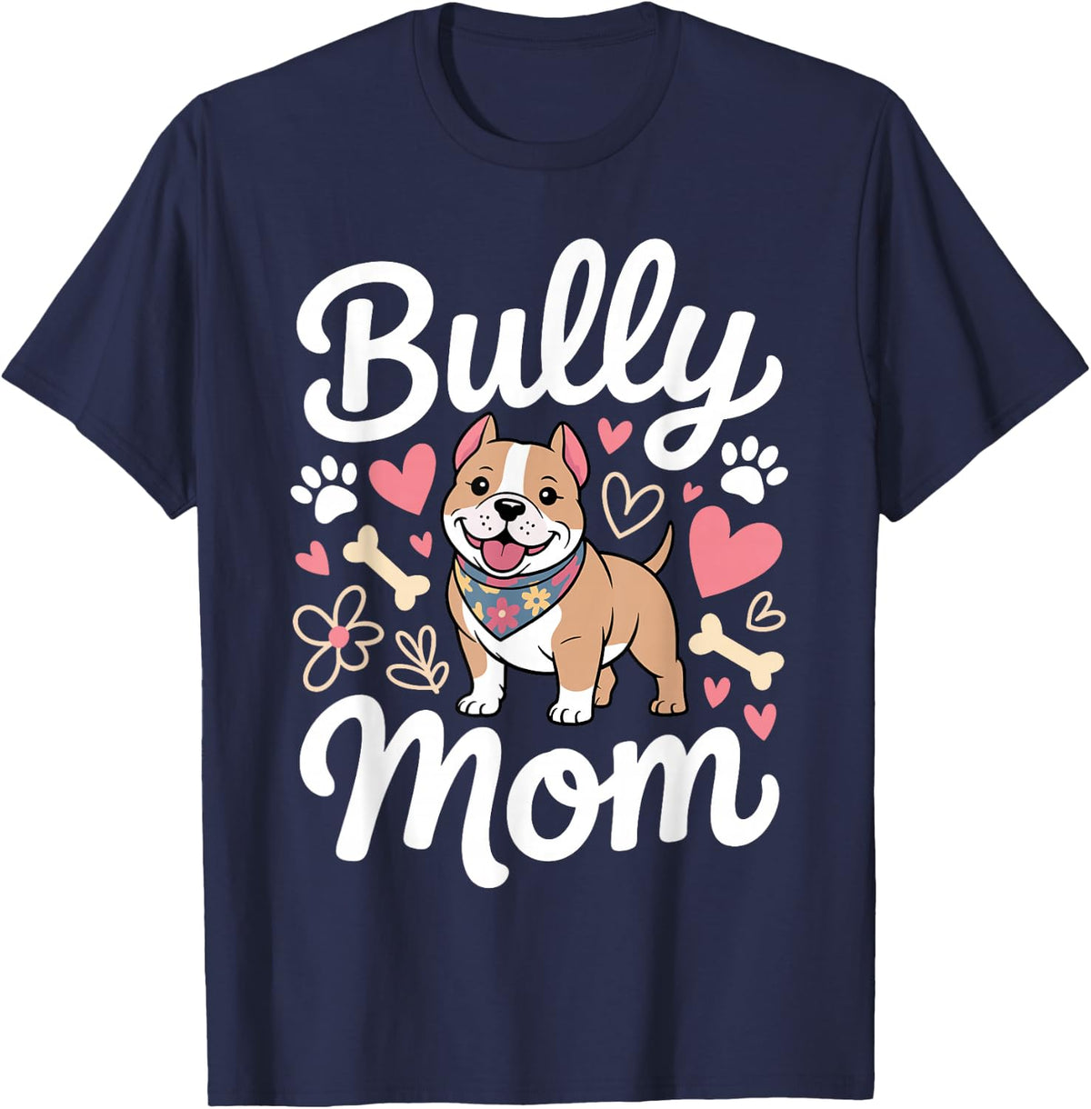 American Bully Art for Women Girls Mom American Bully Lover T-Shirt - Navy Blue