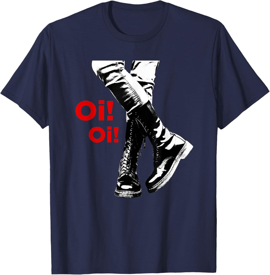 "Oi Oi" Skinhead, Ska, Street Punk, Hardcore Punk T-Shirt - Navy Blue