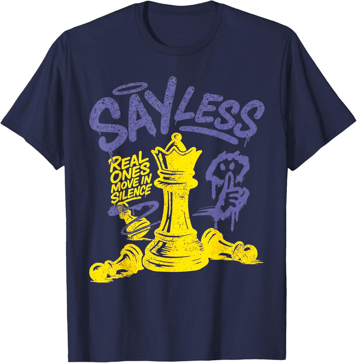 Sayless Real Ones Move in Silence T-Shirt - Navy Blue