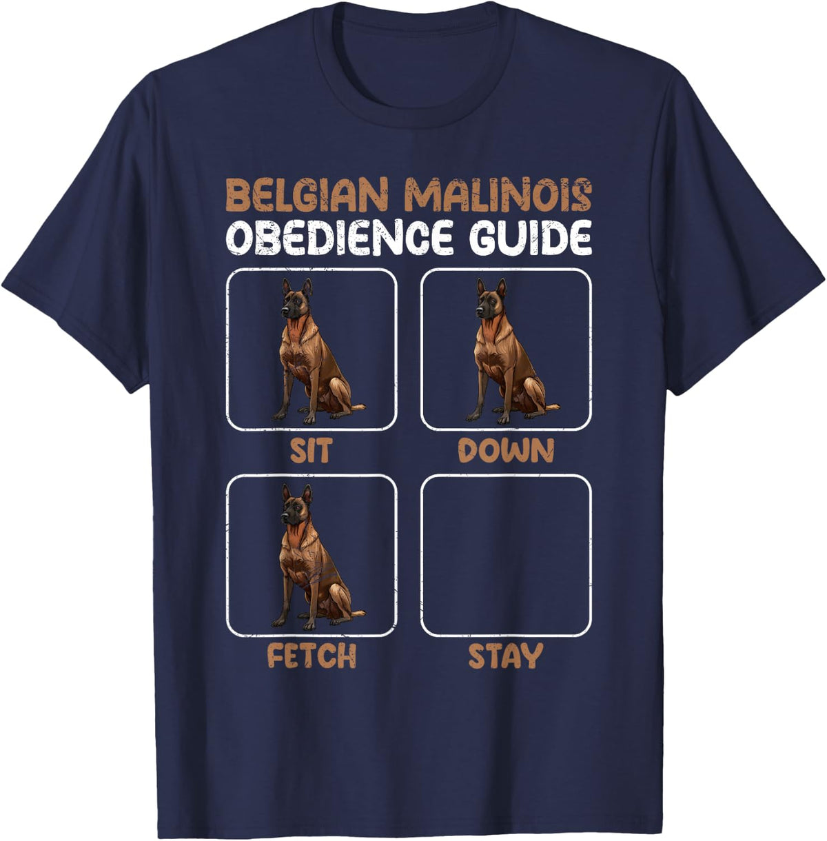 BELGIAN MALINOIS OBEDIENCE GUIDE Funny Malinois T-Shirt - Navy Blue