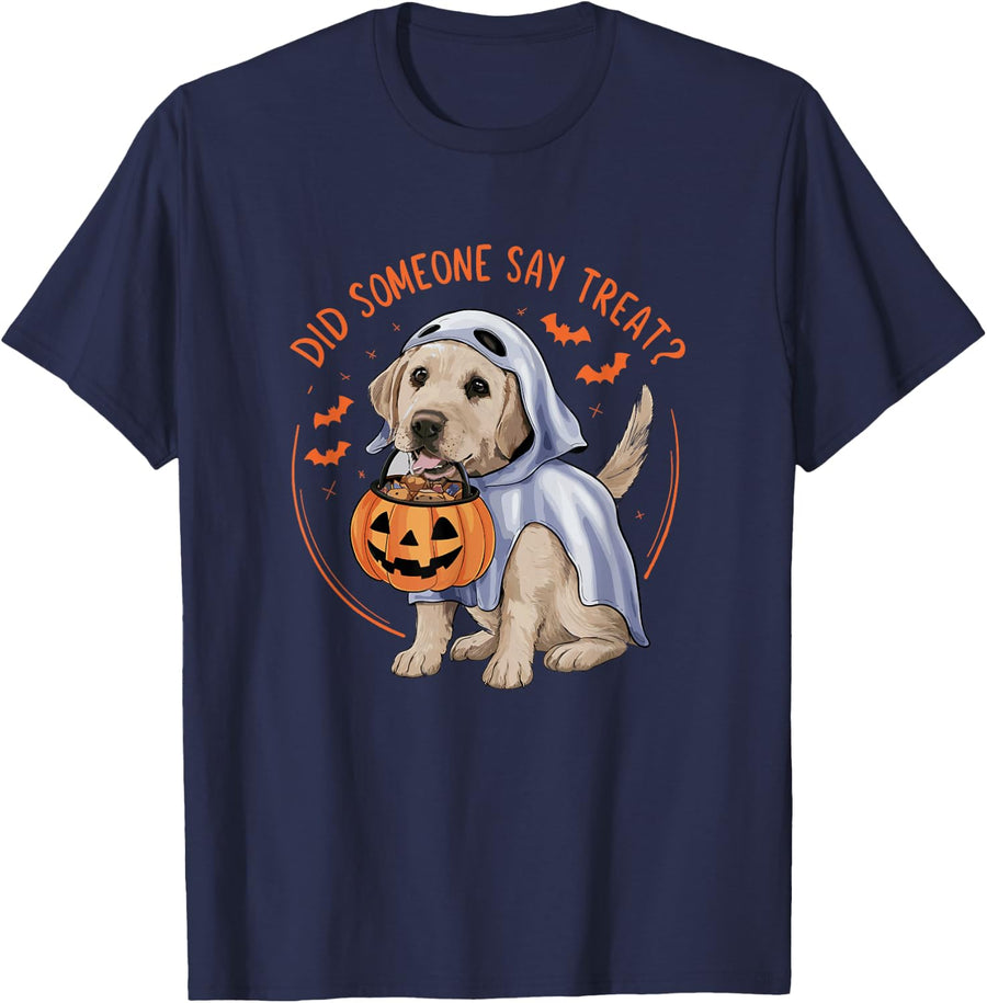 Did Someone Say Treat? Halloween Labrador Dog T-Shirt - Navy Blue