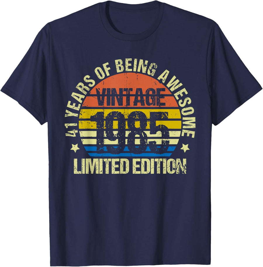 Vintage 1985 Limited Edition 41st Birthday 41 Years Old T-Shirt - Navy Blue