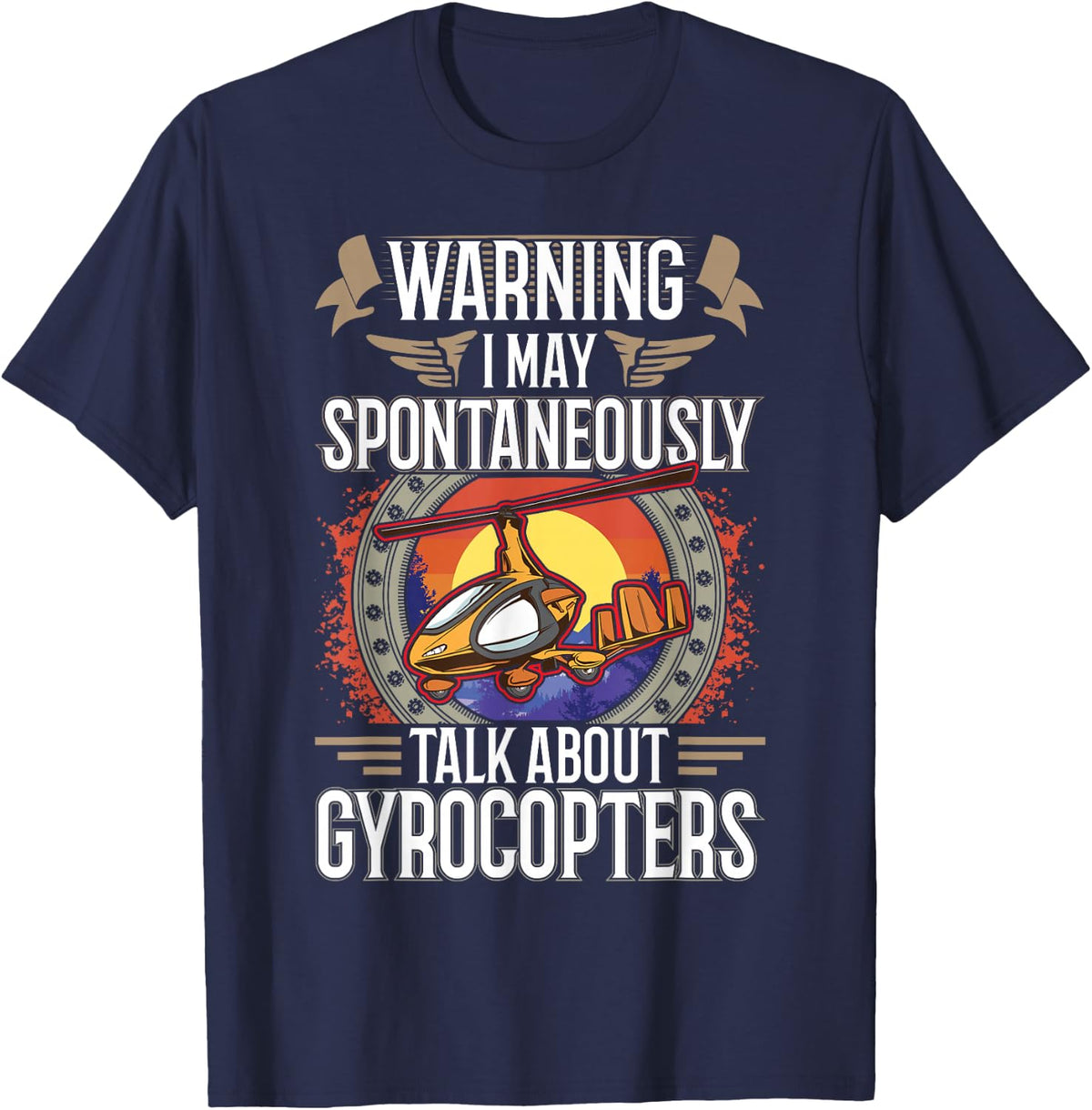 Gyrocopter Autogyro Gyrocopter T-Shirt - Navy Blue
