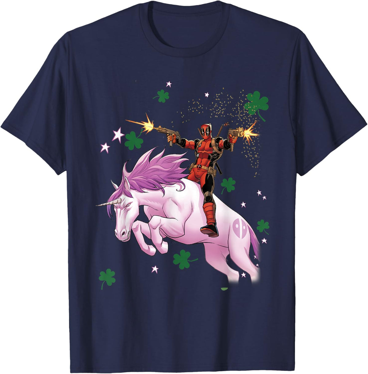 Marvel Deadpool Unicorn St. Patrick's Day T-Shirt - Navy Blue