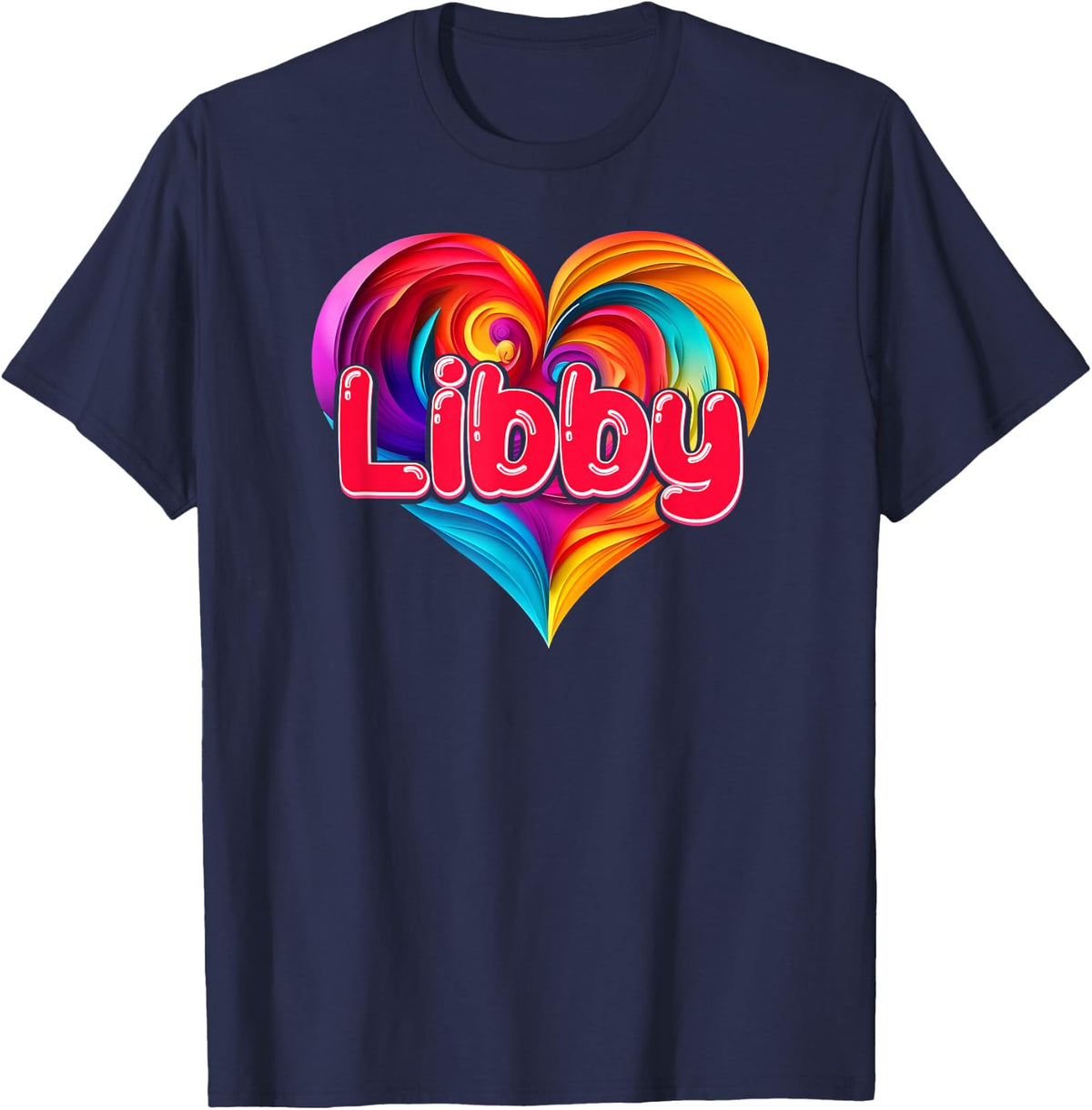 I Heart Love Libby First Name Tshirt Colorful Named T-Shirt - Navy Blue