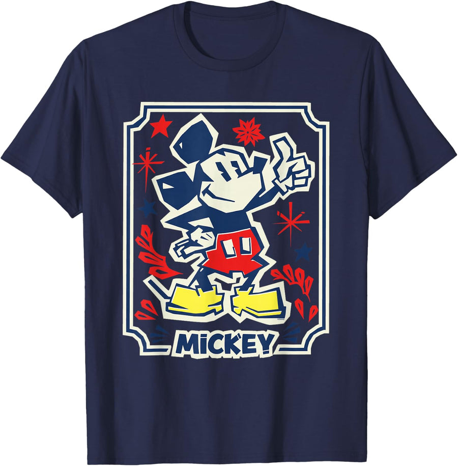 Disney Mickey Mouse Fiesta Papel Picado Style Mexican Art T-Shirt - Navy Blue