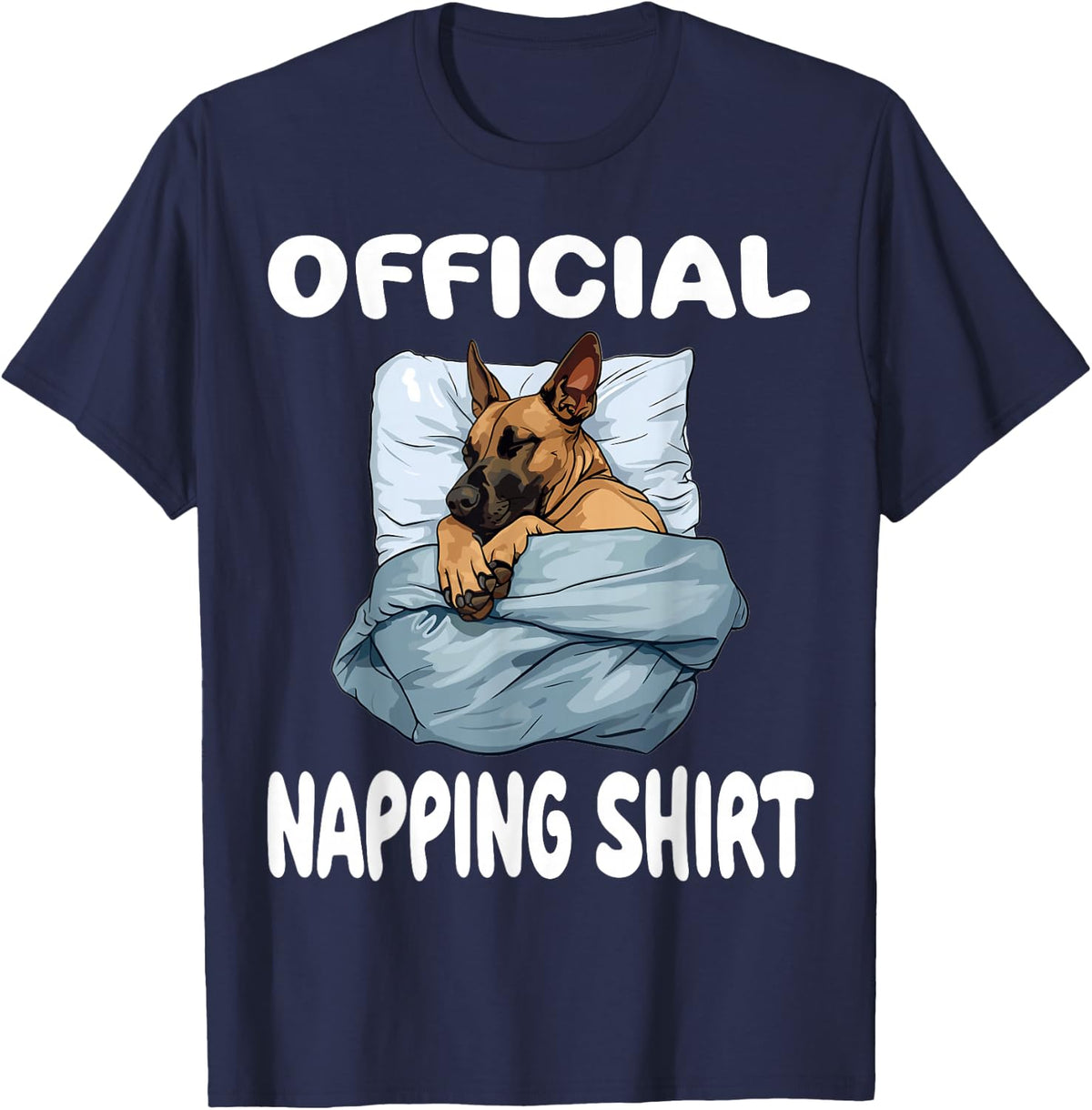 Belgian Malinois Dog Official Napping shirt Pajamas T-Shirt - Navy Blue