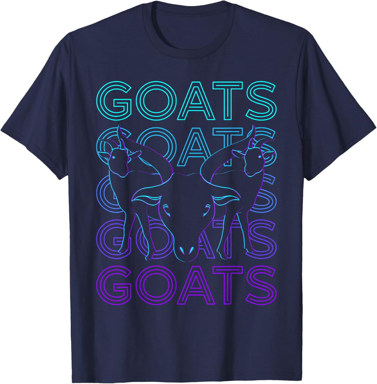 Goats Retro T-Shirt - Navy Blue