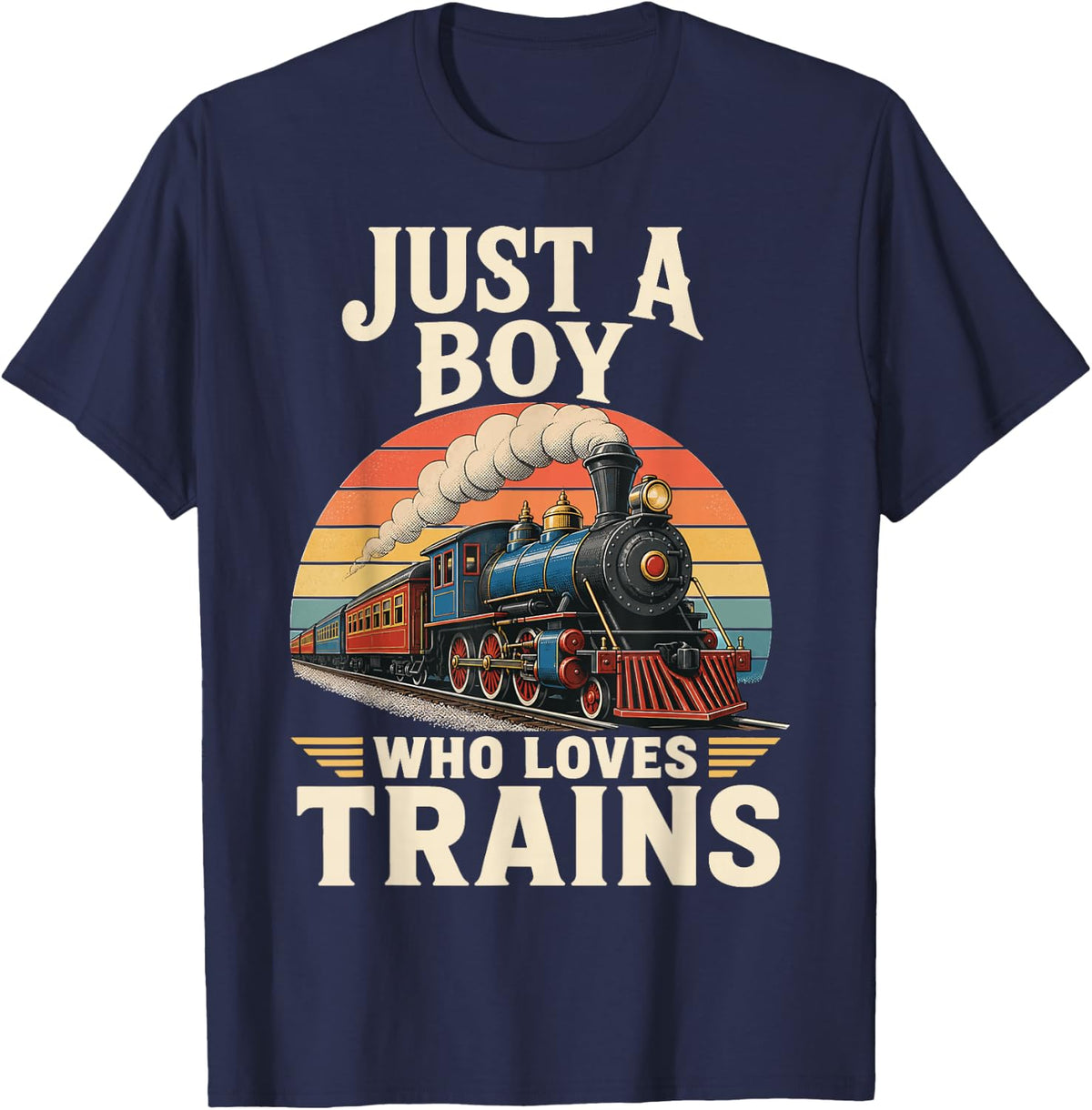 Model Railway Boy Dad Father Grandpa Train Railroad T-Shirt - Navy Blue