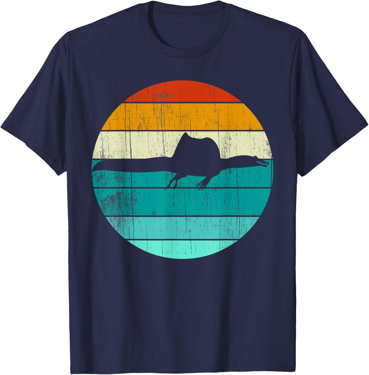 Spinosaurus Vintage Retro Sunset - Dinosaur Lover T-Shirt - Navy Blue