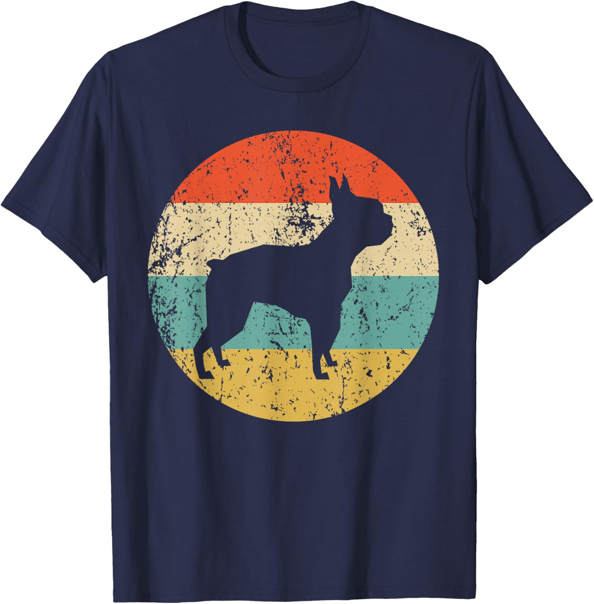 Boston Terrier Retro Boston Terrier Dog T-Shirt - Navy Blue