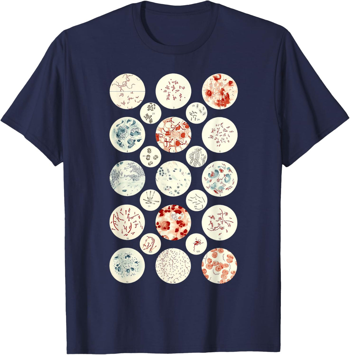 Bacteria funny Microbiology Bacteria Science Tiny Microbes T-Shirt - Navy Blue