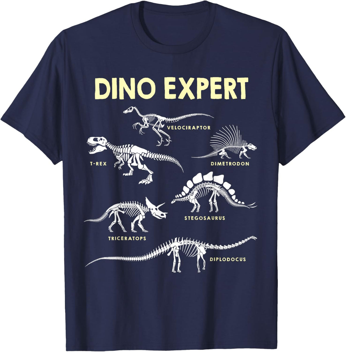 Dino Expert Future Paleontologist Dinosaur Fossil Bones Boys T-Shirt - Navy Blue