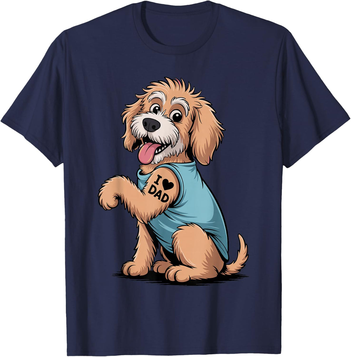 Funny Doodle Dad Art for Men Boys Dad Labradoodle Doodle Dad T-Shirt - Navy Blue