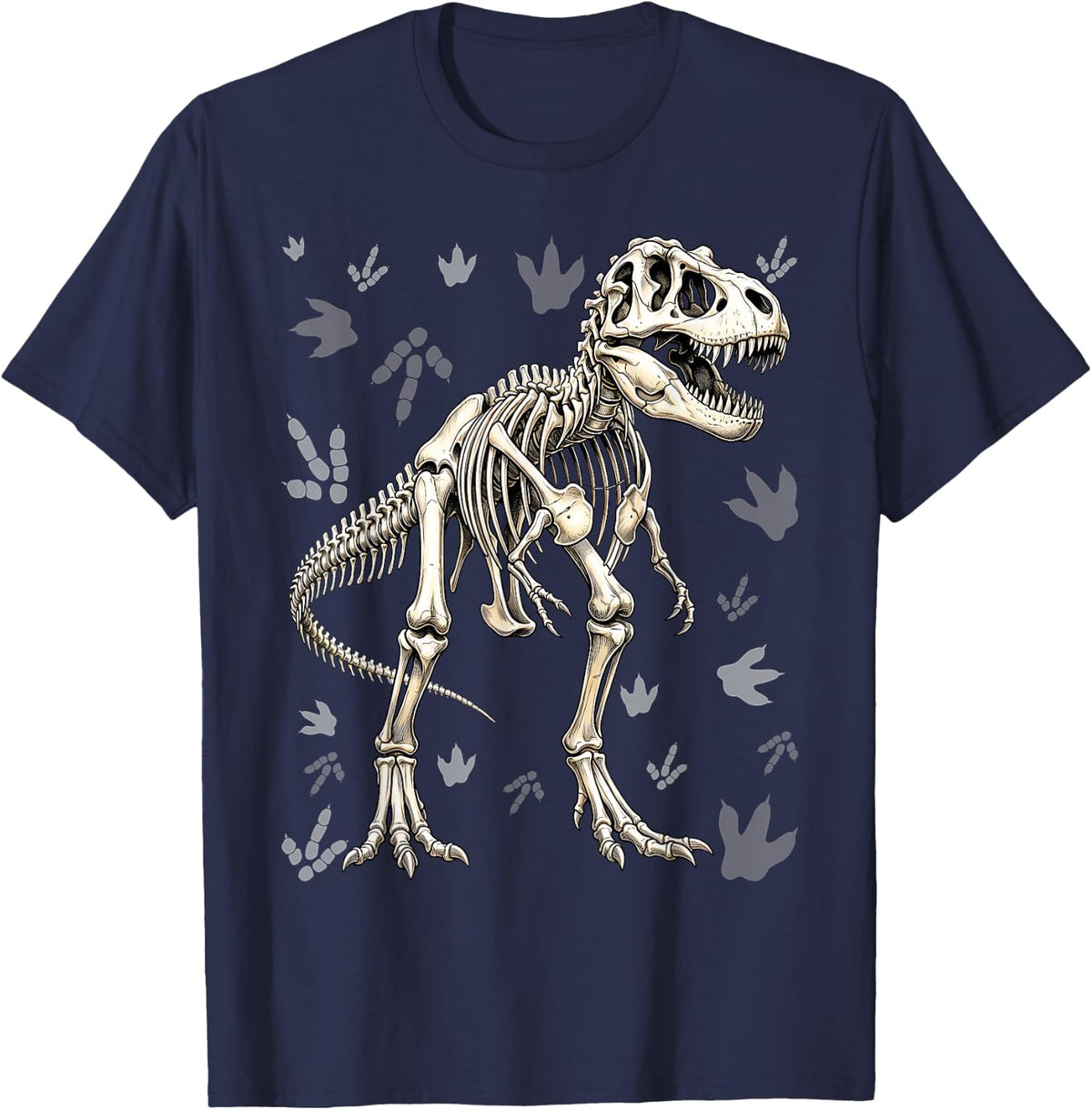T-Rex Skeleton Paleontologist Fossil Dinosaur T-Shirt - Navy Blue