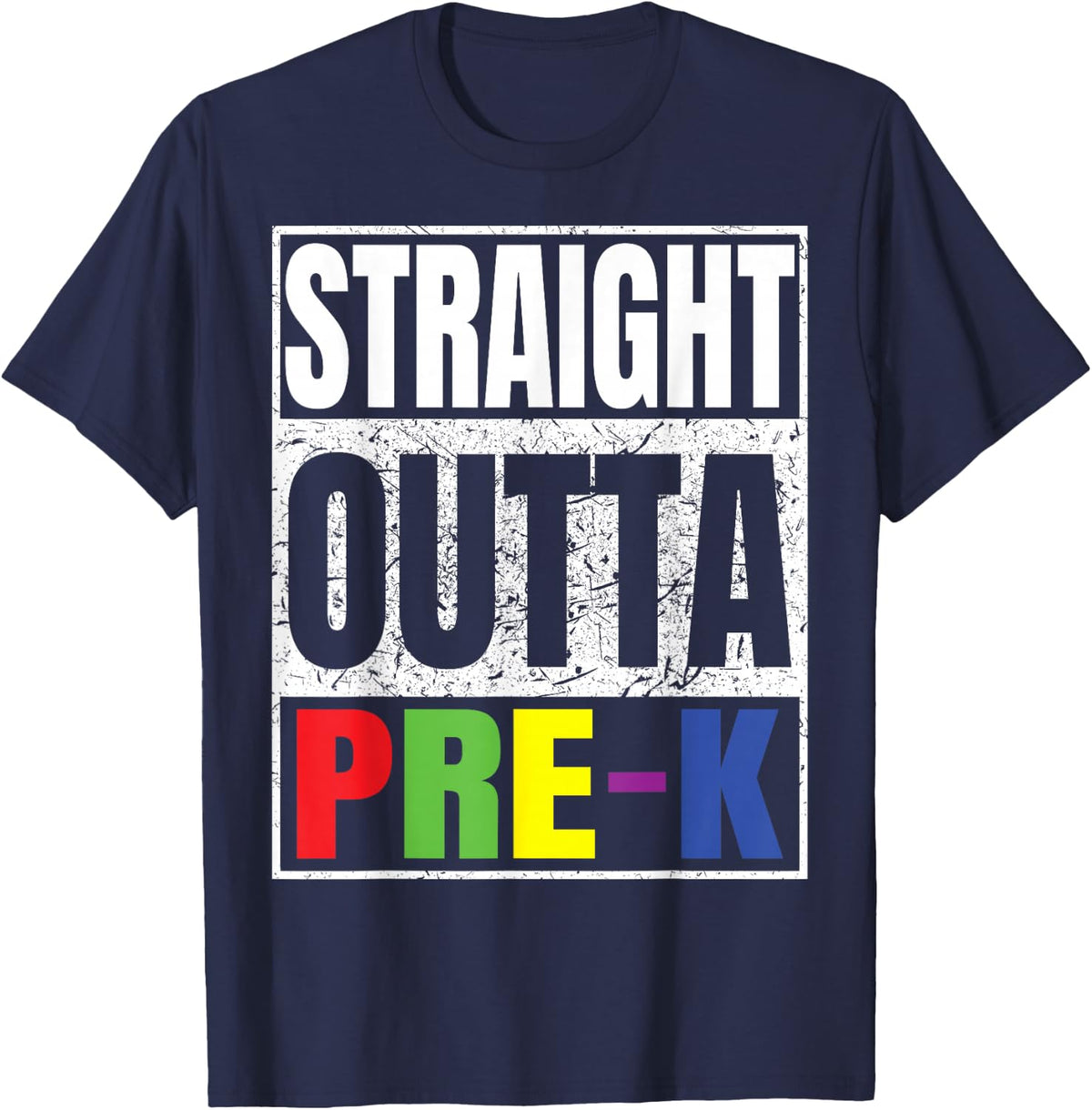Straight Outta Pre-K Graduation Class of 2027 School Gifts T-Shirt - Navy Blue