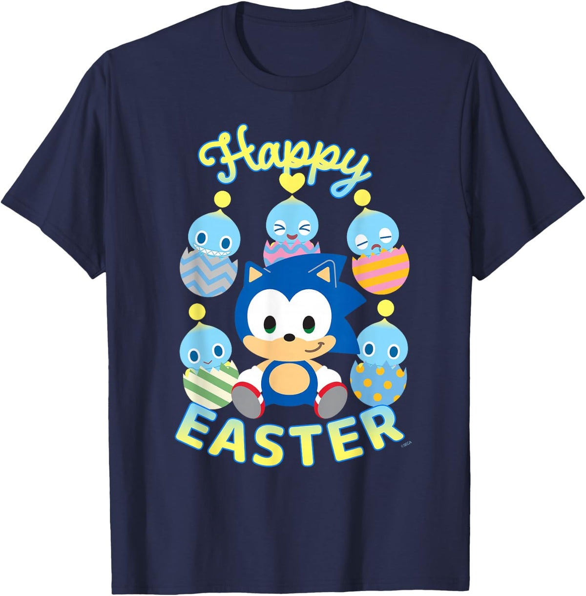 Sonic the Hedgehog Chao Cute Sonic Easter T-Shirt - Navy Blue