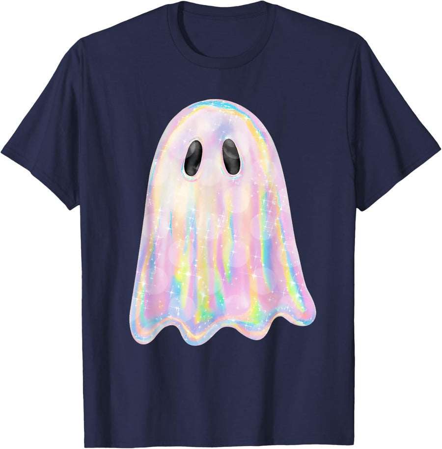 Funny Ghost Trick Or Treat Spooky Season Happy Halloween T-Shirt - Navy Blue