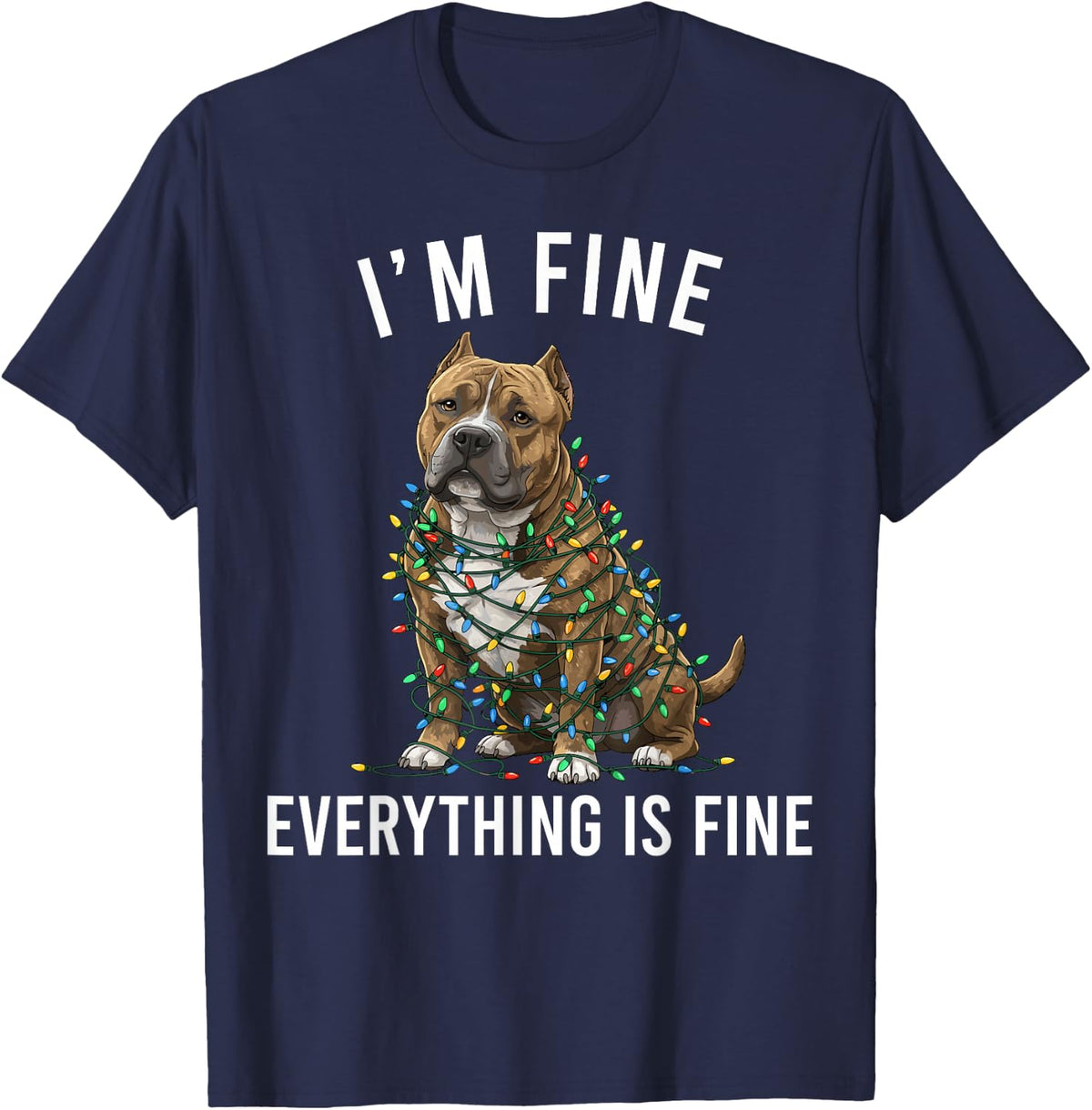 American Bully Christmas I'm Fine Everything is Fine T-Shirt - Navy Blue