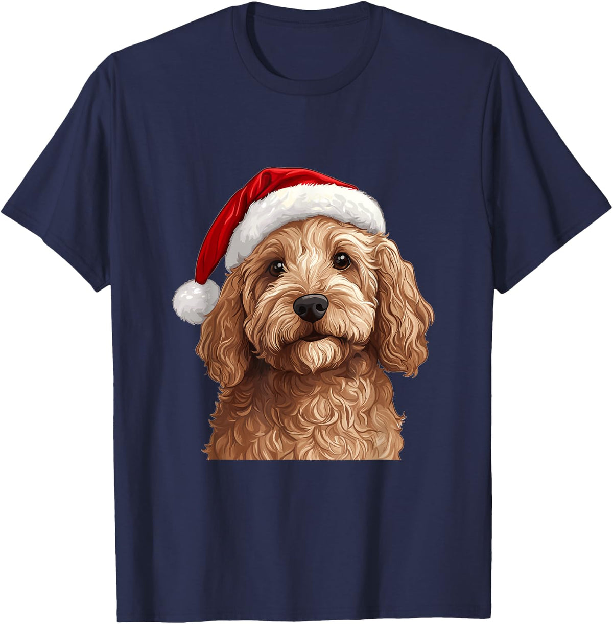 Cute Goldendoodle Dog Christmas Merry X-mas Graphic Tee T-Shirt - Navy Blue