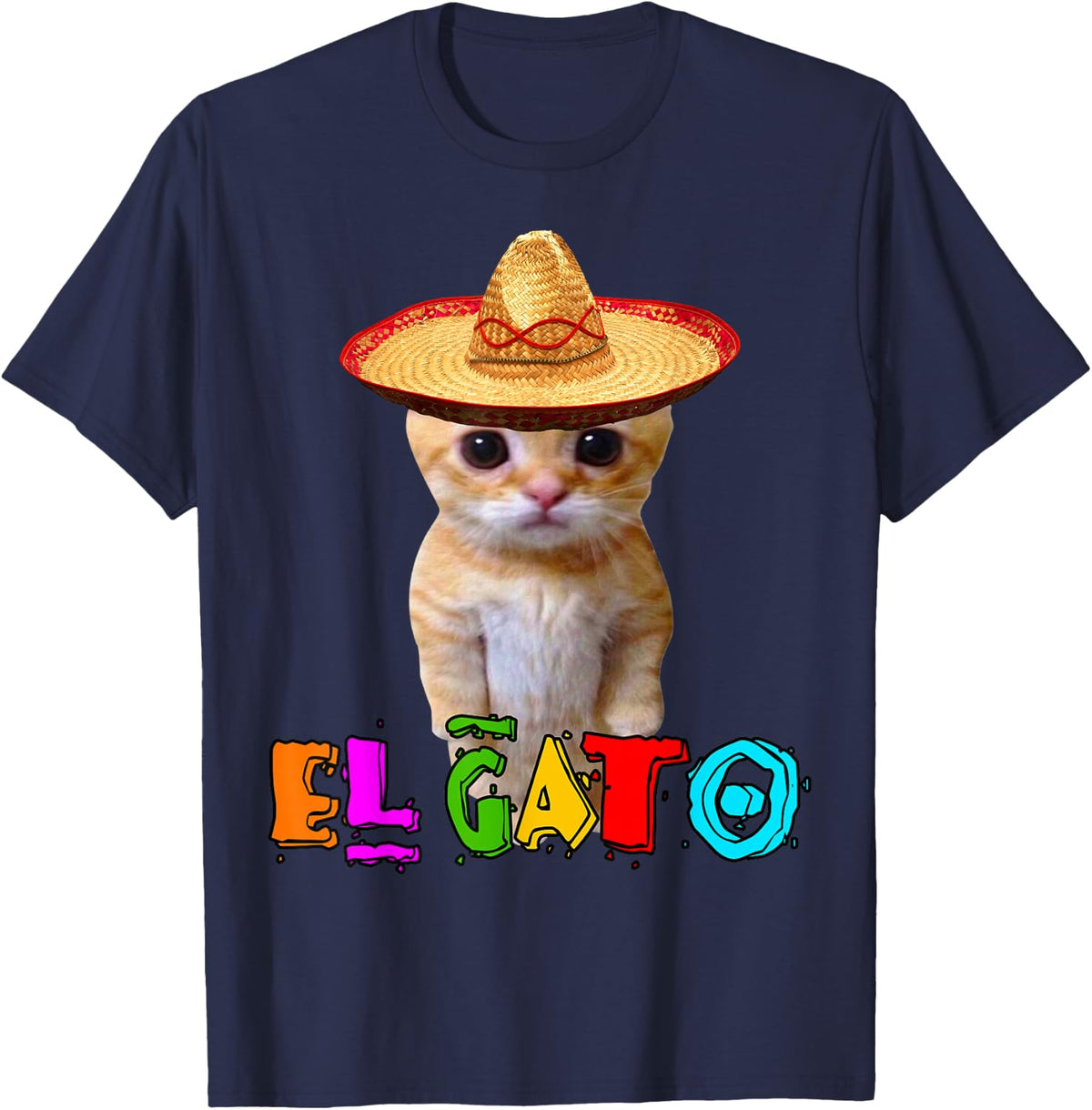 El Gato Meme Mexican Cat Latino Munchkin Kitty Cinco de Mayo T-Shirt - Navy Blue