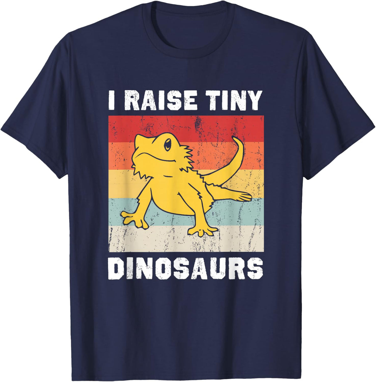 I Raise Tiny Dinosaurs Bearded Dragon Shirt Lizard Lovers T-Shirt - Navy Blue