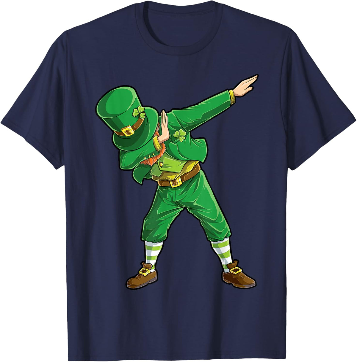 St Patricks Day Dabbing Leprechaun Boys Men Funny Dab Dance T-Shirt - Navy Blue
