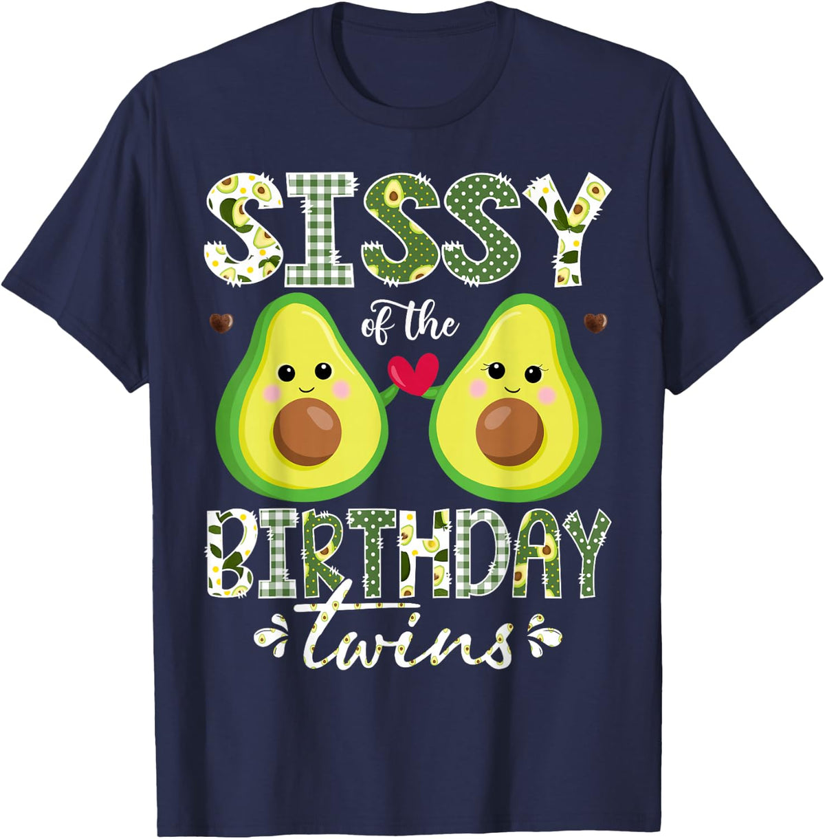 Sissy of The Birthday Twins Kawaii Avocado Birthday Girl T-Shirt - Navy Blue