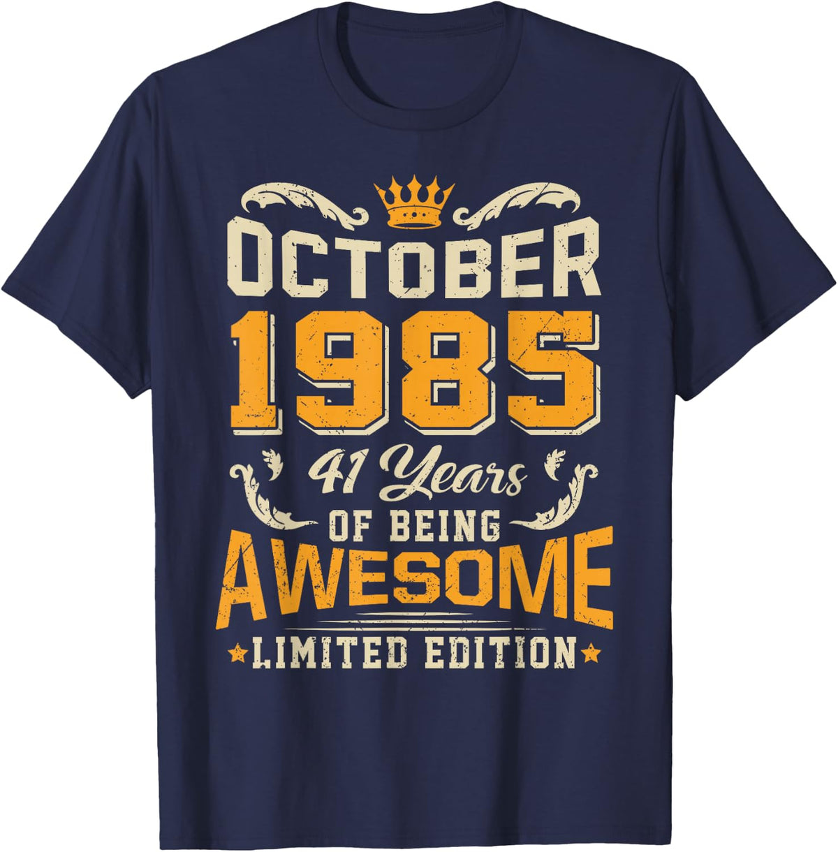 October 1985 Vintage 41 Years Awesome 41st Birthday T-Shirt - Navy Blue