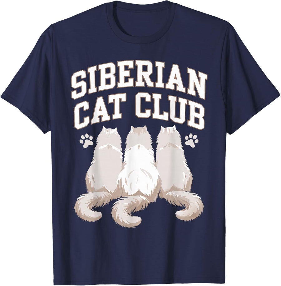 Siberian Cat T-Shirt - Navy Blue