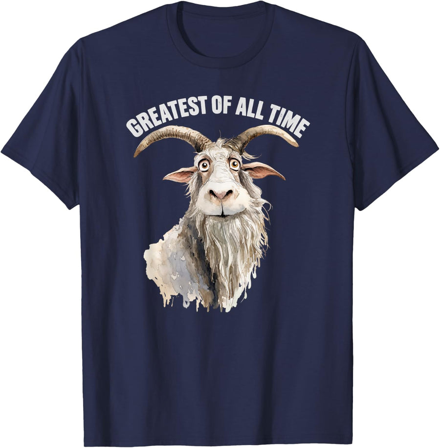 G.O.A.T. Funny Greatest Goat Lover Farm Animal T-Shirt - Navy Blue