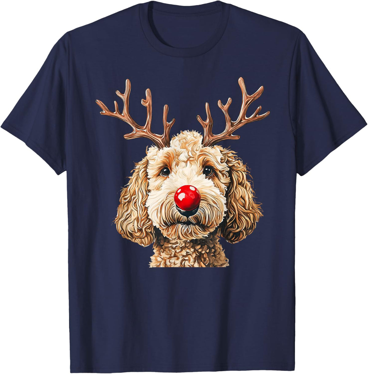 Christmas Goldendoodle Reindeer Dog Lover Doodle Mom T-Shirt - Navy Blue